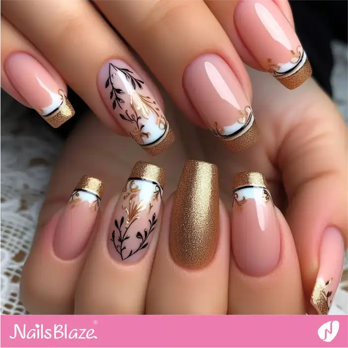 Peach Fuzz and Gold Nail Art | Color of the Year 2024 - NB1769